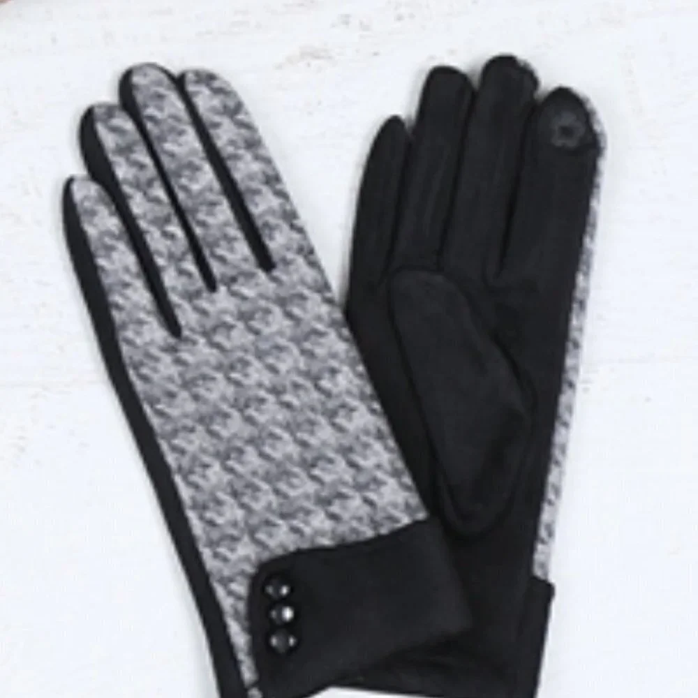touchscreen black houndstooth touch screen gloves